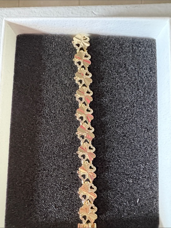 Jewelry - Gold Plated Heart Clover Link Bracelet - Women Jewelry
